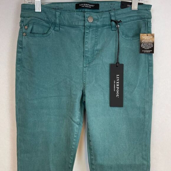 LIVERPOOL Jeans Women's Petite Size 6/28 Teal Green Ankle Skinny Medium Wash NWT - Picture 2 of 16